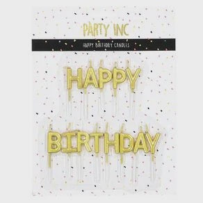 Happy Birthday Candles Metallic Gold