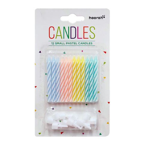 Birthday Candles 60mm Pastel Striped Asst'd 12pk