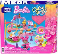 Mega Blocks Barbie Color Reveal Train N Wash Pets