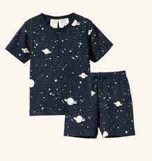 Nature Baby Short Sleeve Cotton Pyjamas Galatic Navy Print