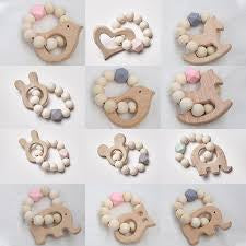 Baby Wood and Silicone Teether Asst'd