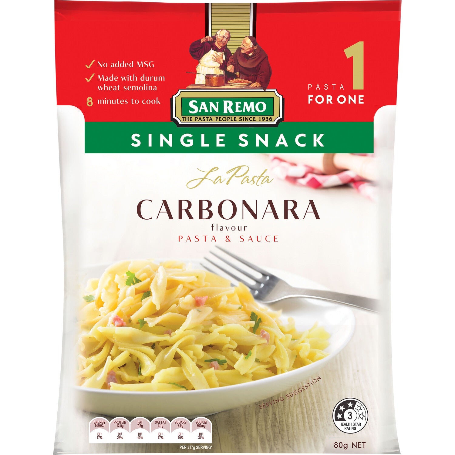 San Remo La Pasta Carbonara Single Snack 80g