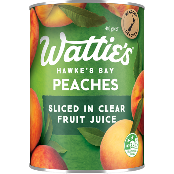 Watties Peaches Sliced Clear Fruit Juice 410g