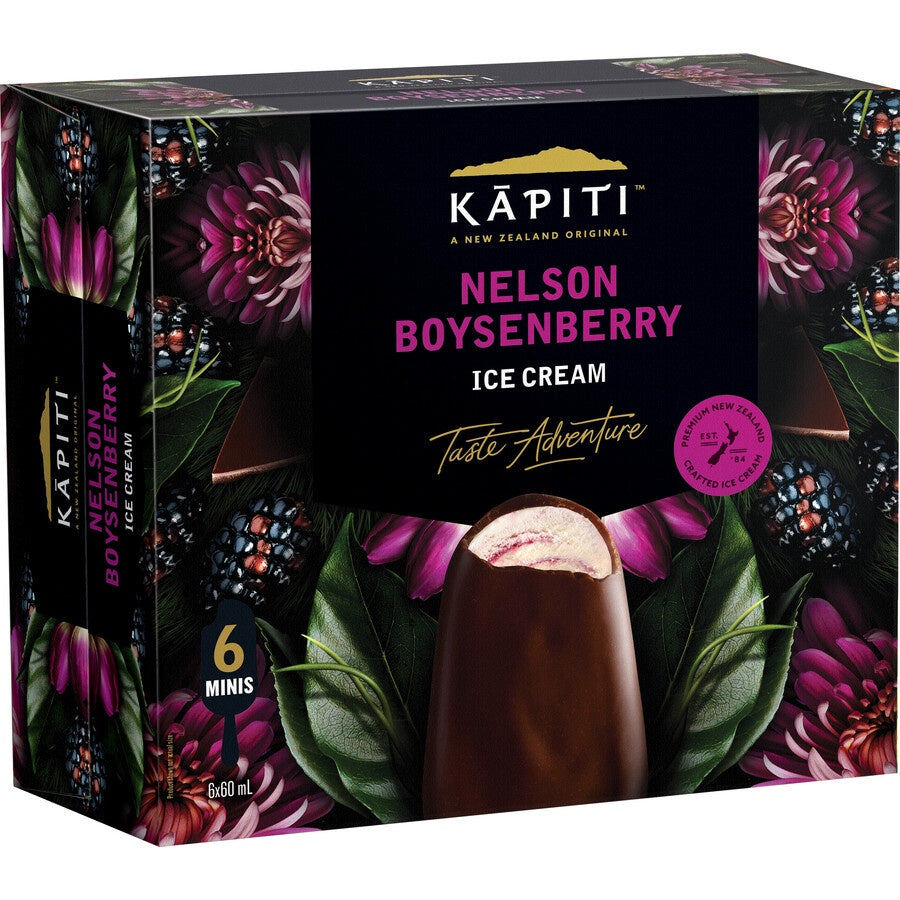 Kapiti Boysenberry Ice Cream Minis On Stick 6pk