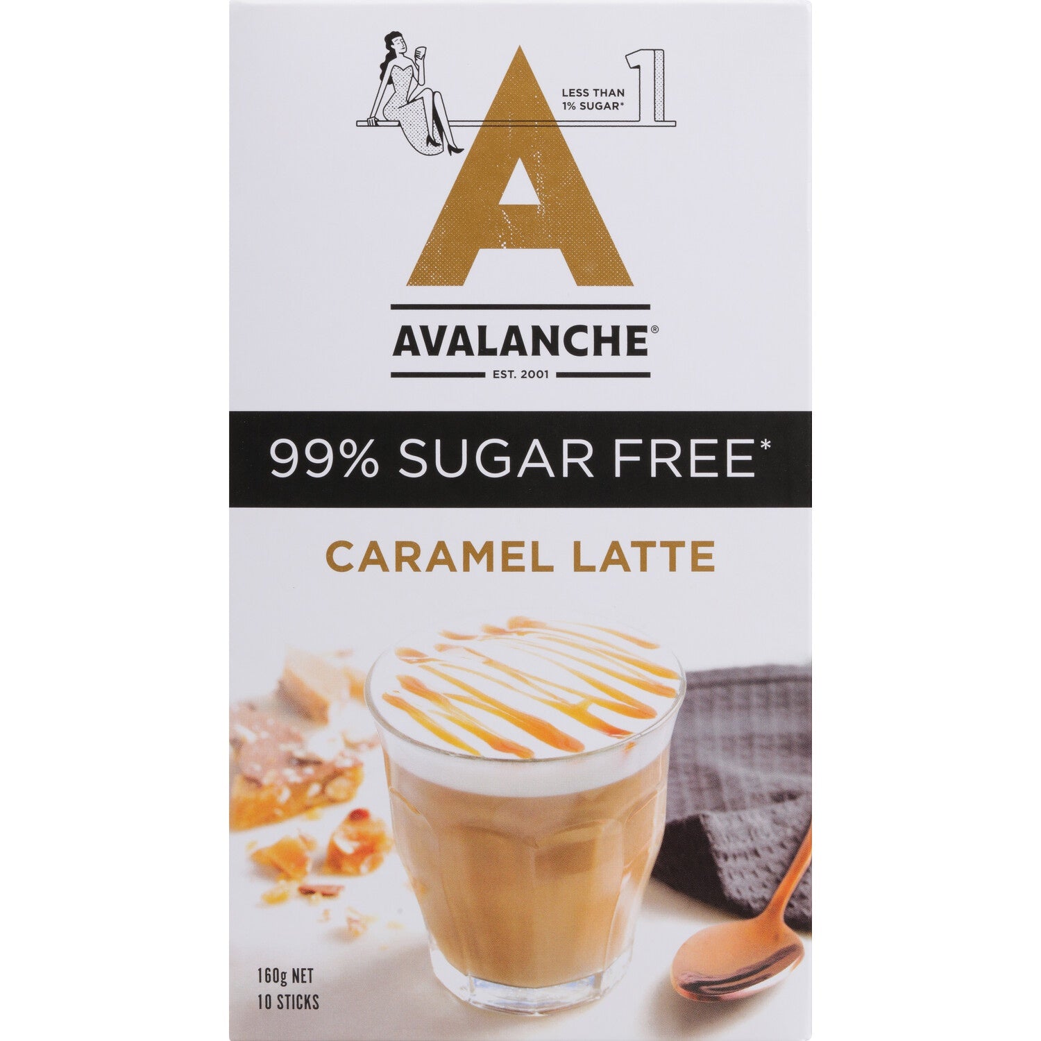 Avalanche 99% Sugar Free Caramel Latte 10pk 160g