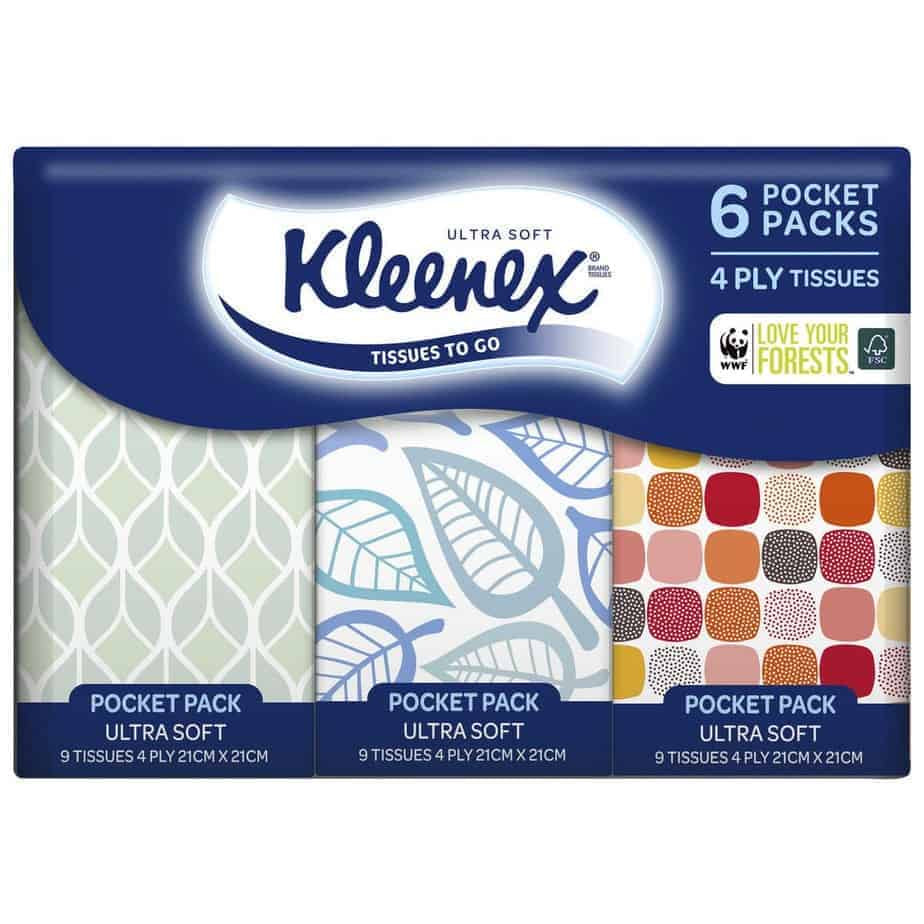 Kleenex Ultra Soft Pocket Facial Tissues 4ply 6pk