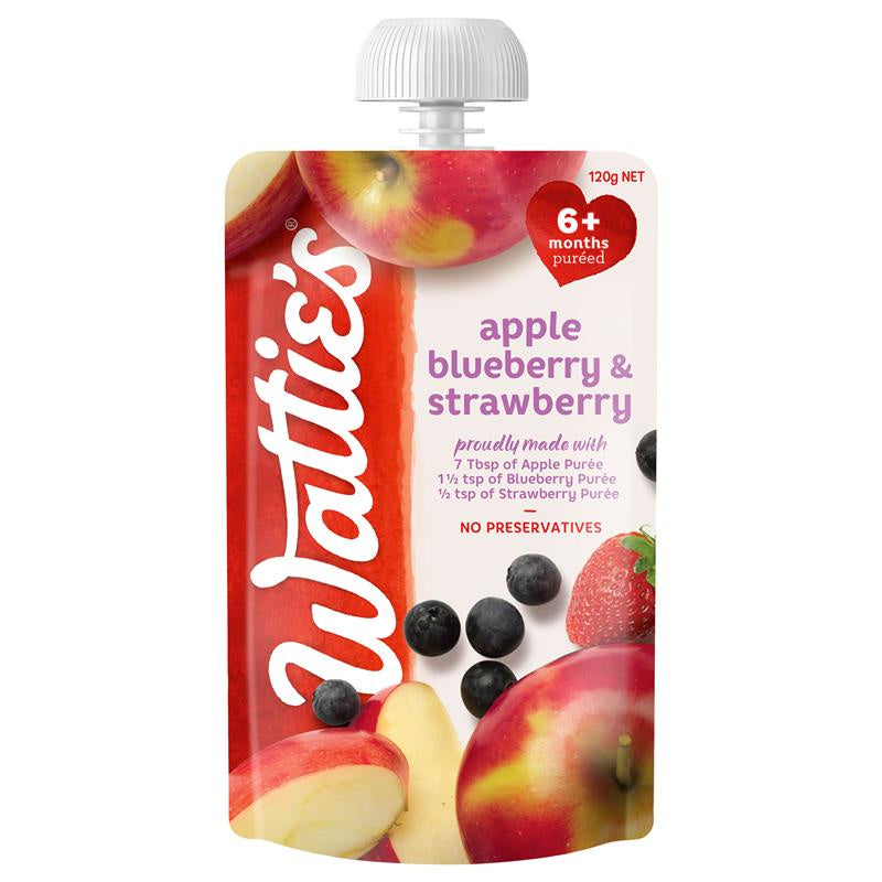 Watties Apple Blueberry & Strawberry Baby Food 6+ Months Pouch 120g