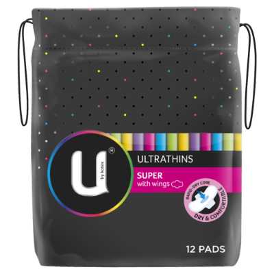 U by Kotex Ultrathins Super Pads With Wings 12pk