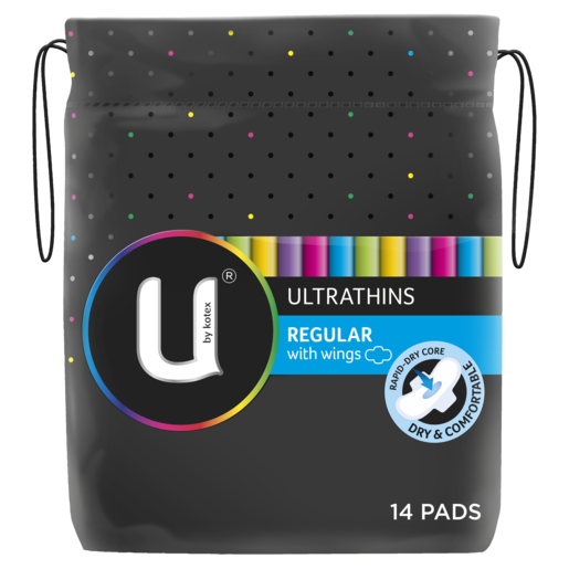 U by Kotex Ultrathins Regular Pads With Wings 14pk