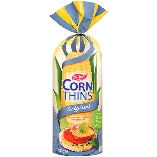 Real Foods Corn Thins Crispbread Original 150g