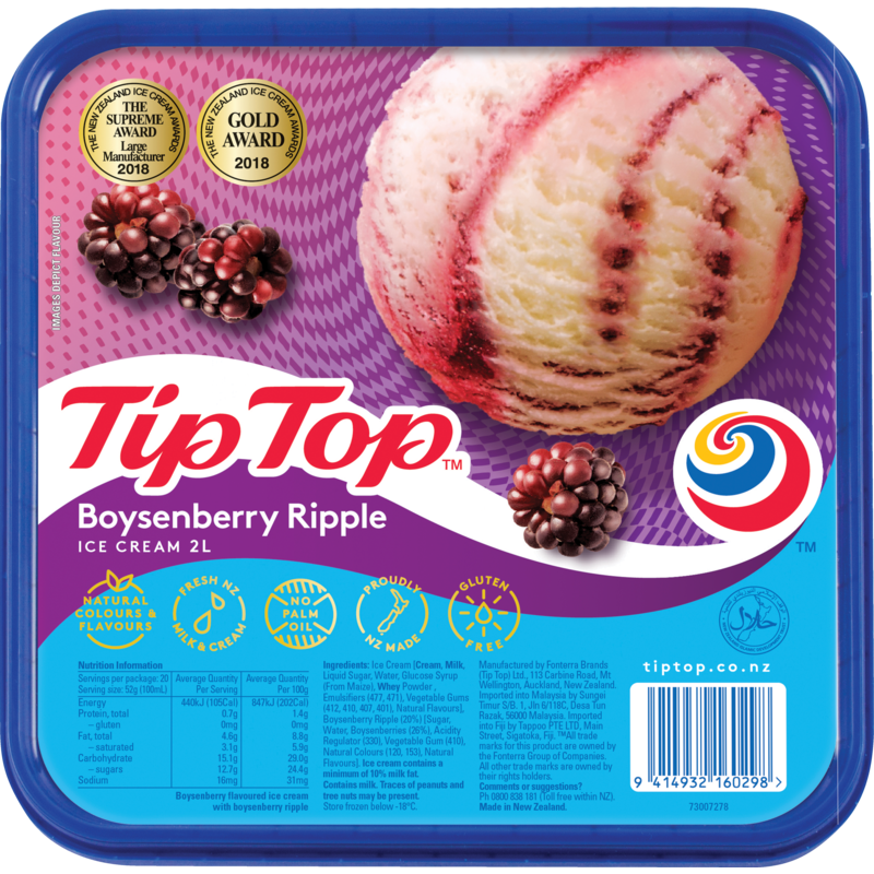 Tip Top Boysenberry Ripple Ice Cream 2L