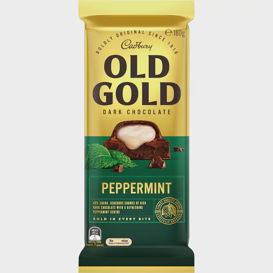 Cadbury Old Gold Peppermint Dark Chocolate Block 180g