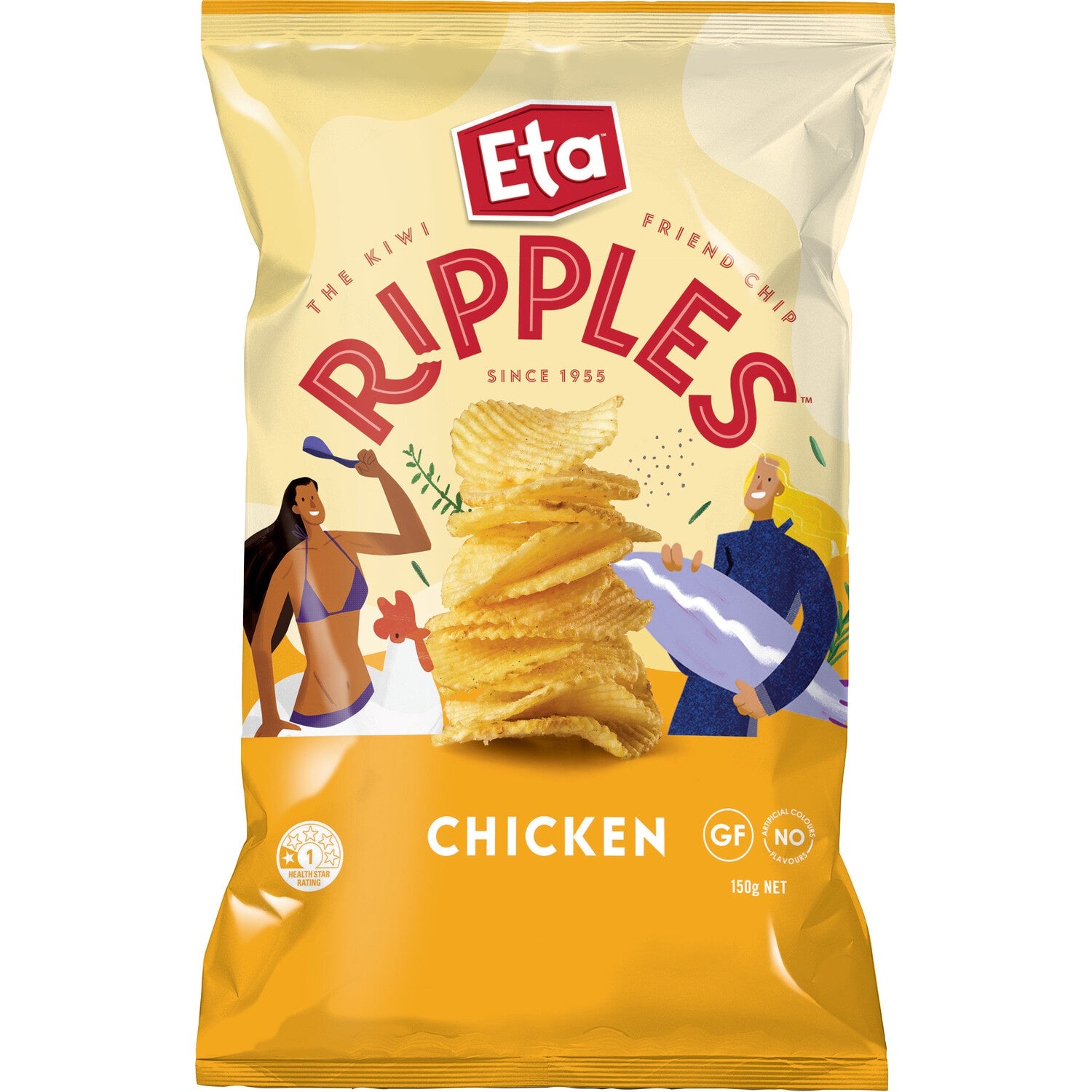 Eta Ripples Chicken Potato Chips 150g