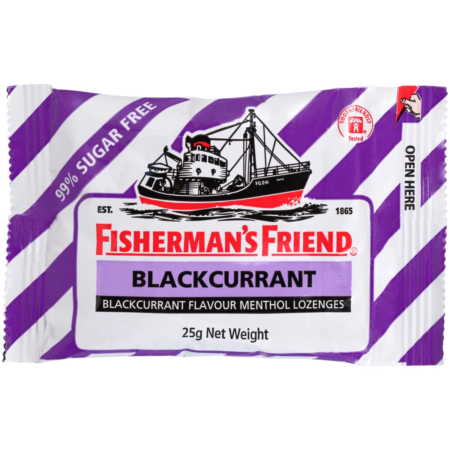 Fishermans Friend Sugar Free Blackcurrant Flavour Menthol Lozenges 25g