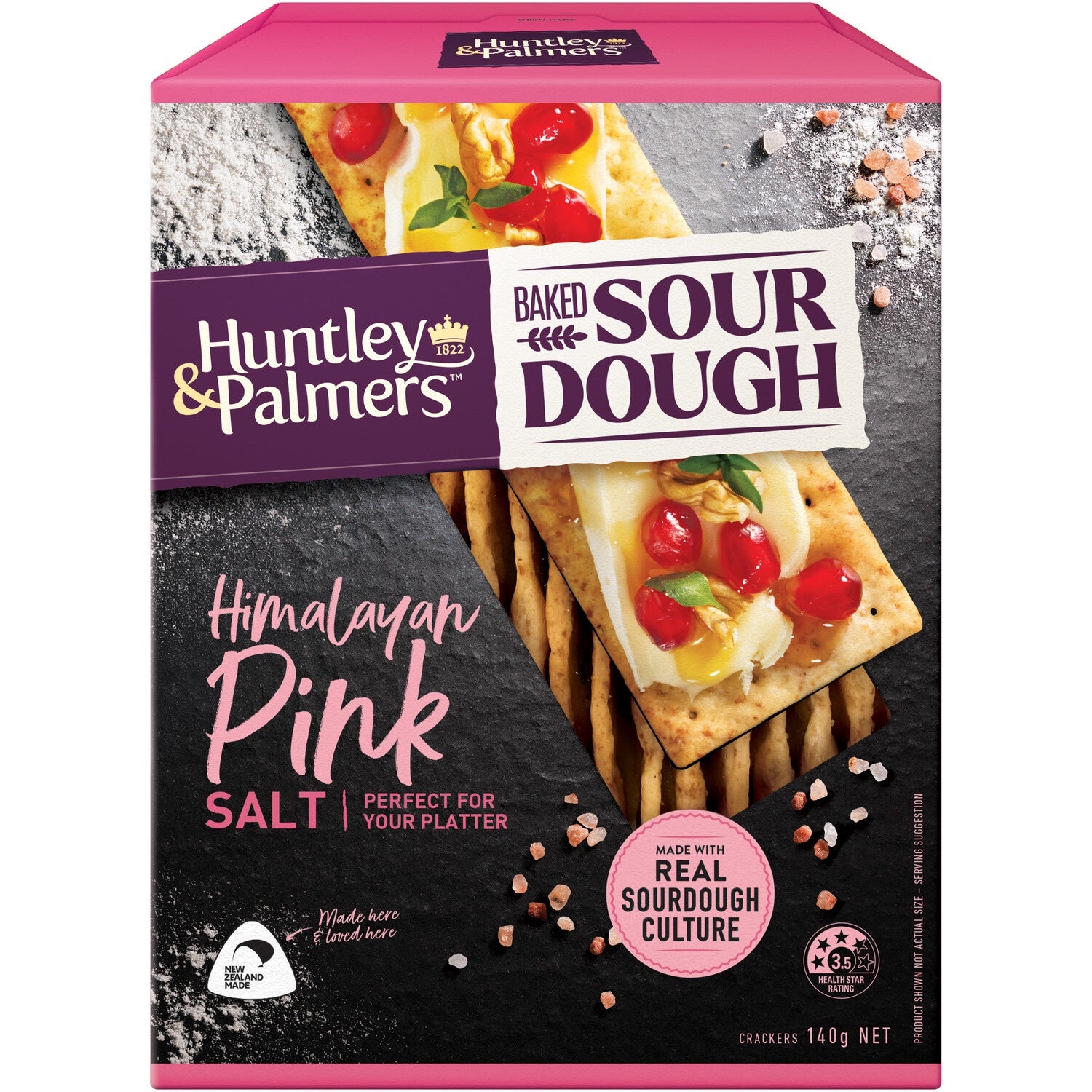 Huntley & Palmers Baked Sourdough Himalayan Pink Salt Crackers 140g