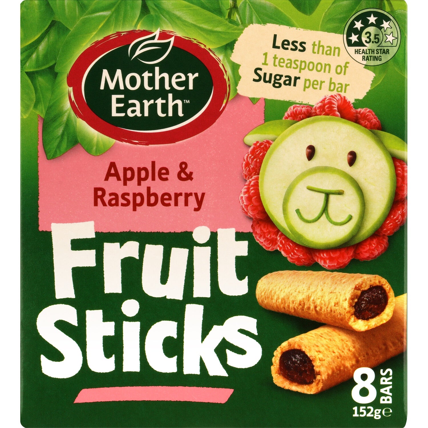 Mother Earth Apple & Raspberry Baked Fruit Sticks 152g