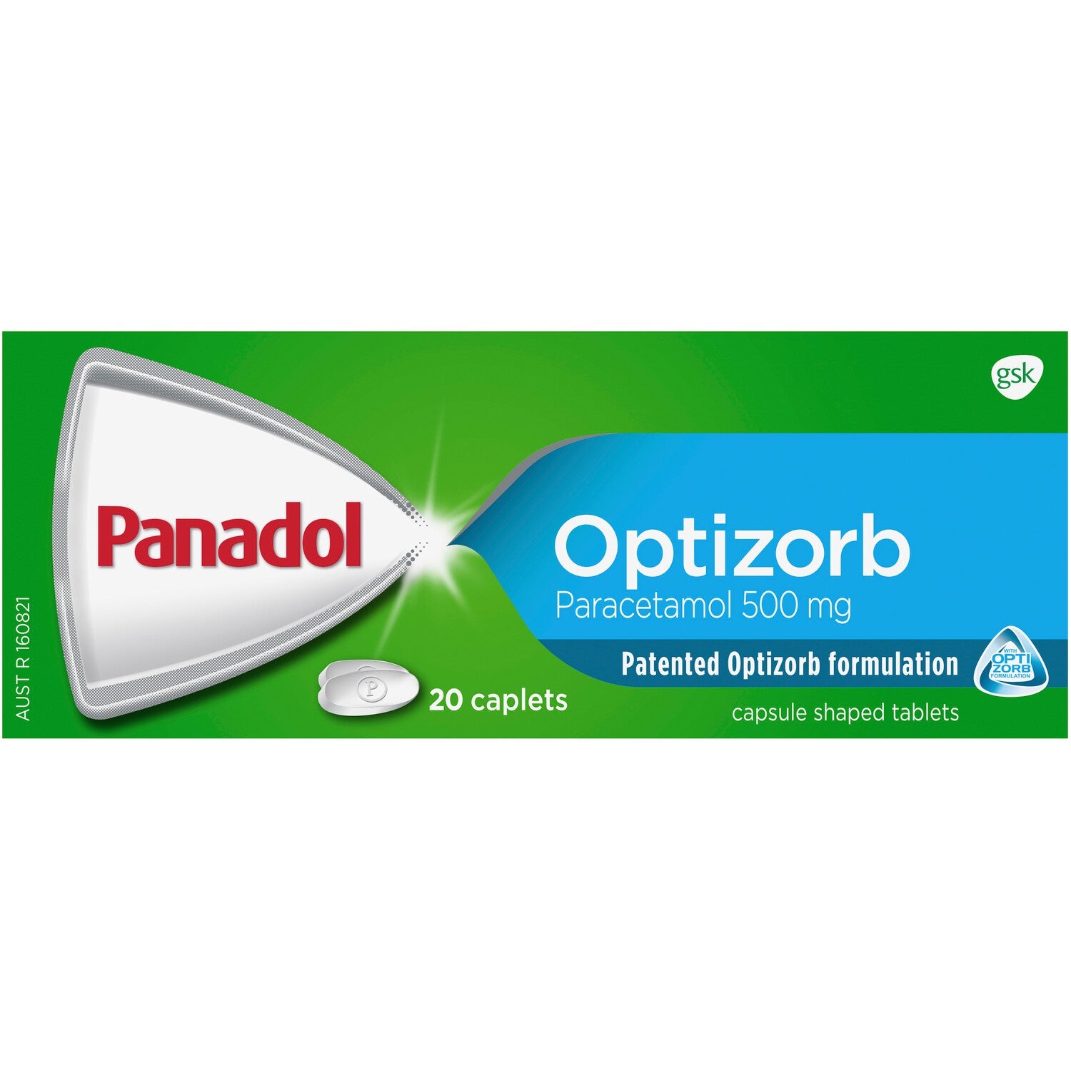 Panadol Optizorb Paracetamol 500mg Caplets 20pk