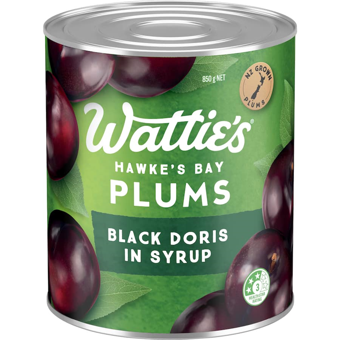 Watties Black Doris Plums In Syrup 850g