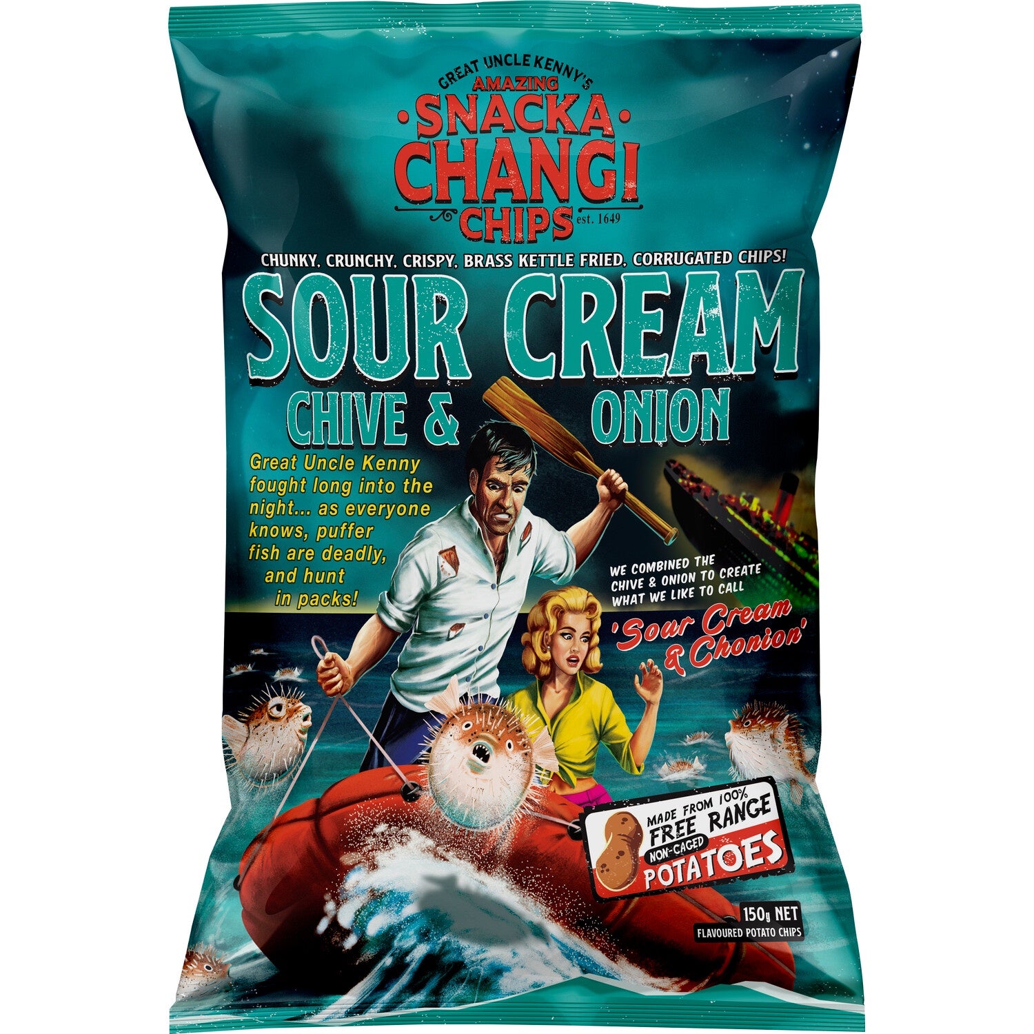 Snacka Changi Sour Cream Chives & Onion Potato Chips 150g