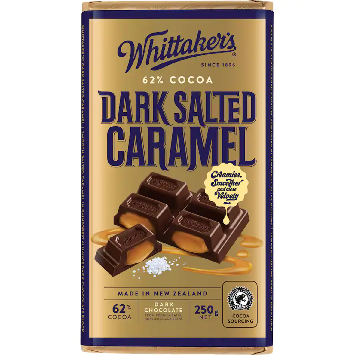 Whittakers 62% Dark Salted Caramel Chocolate Block 250g