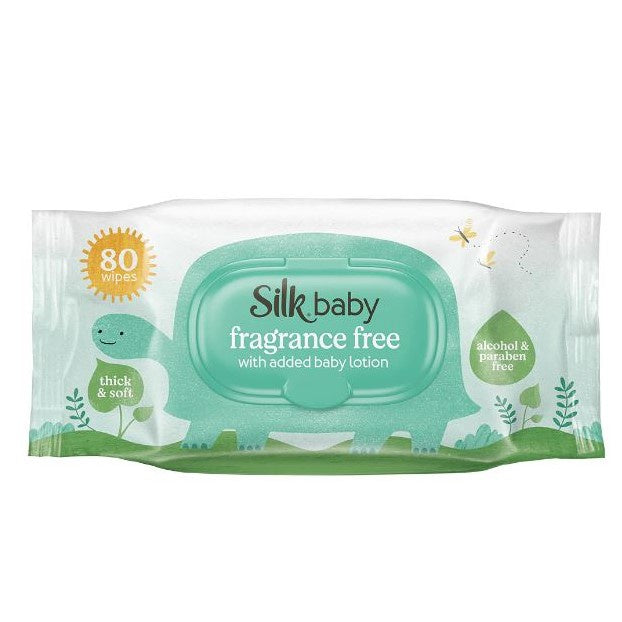 Silk Thick Baby Wipes Fragrance Free 80's