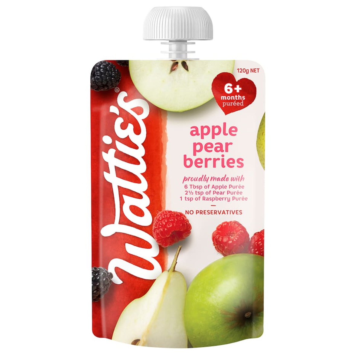 Watties Apple Pear Berries Baby Food 6+ Months Pouch 120g