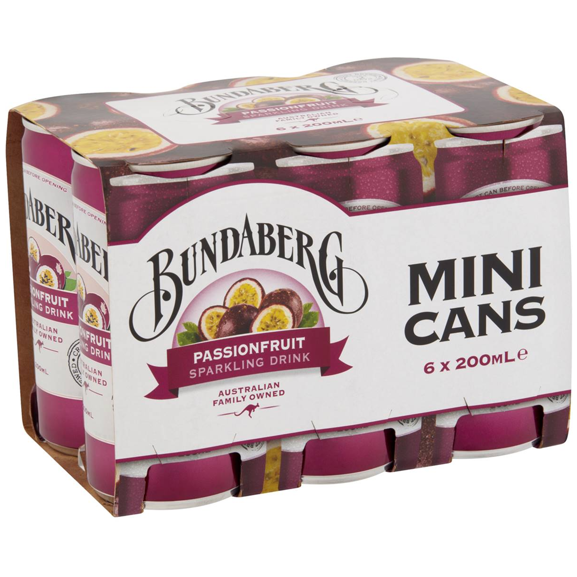 Bundaberg Passionfruit Sparkling Drink Mini Cans 6pk x 200ml