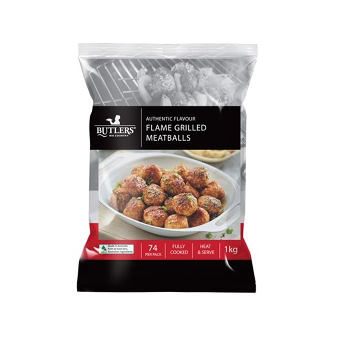 Butlers Frozen Flame Grilled Meatballs 74pk 1kg