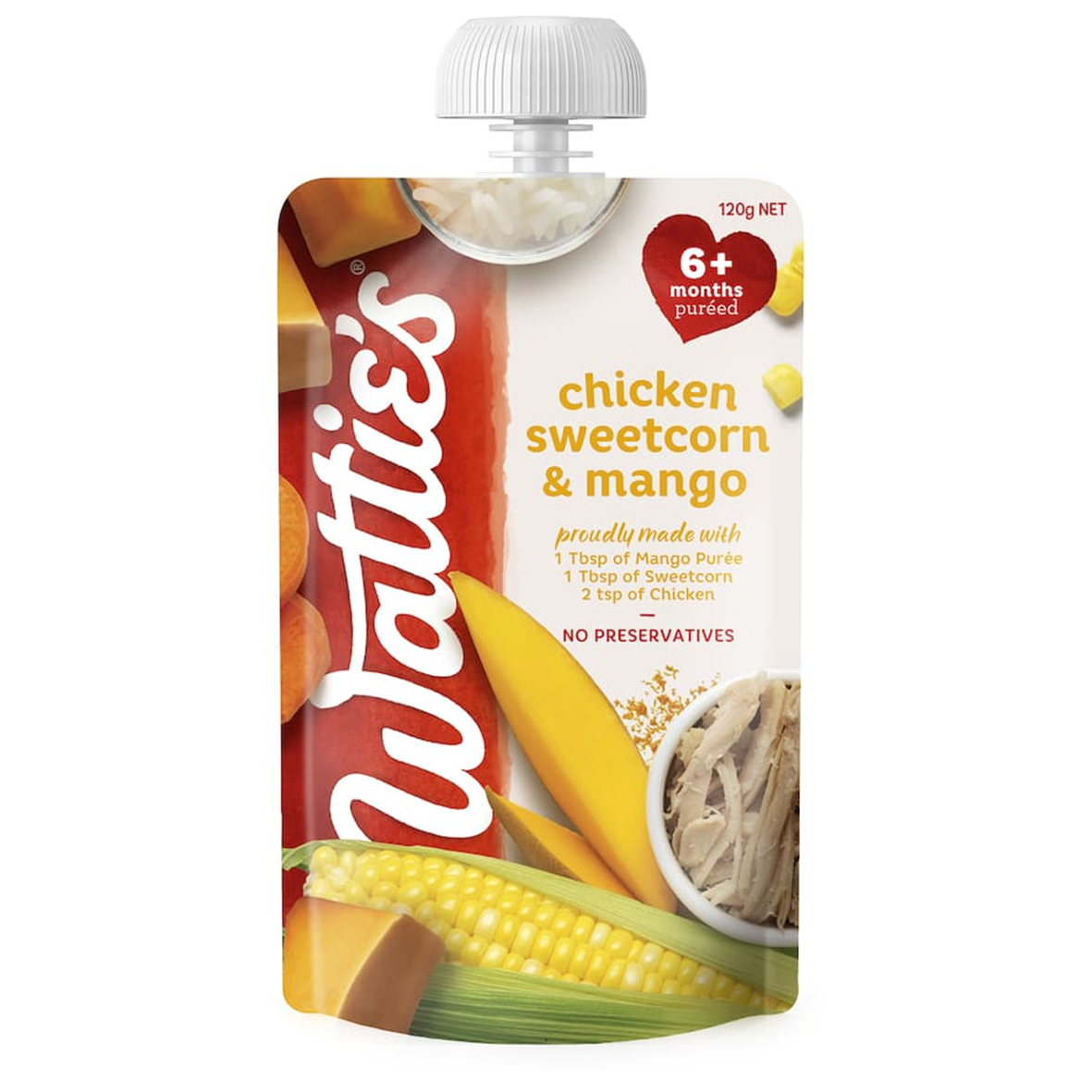 Watties Chicken Sweetcorn Mango Baby Food 6+ Months Pouch 120g