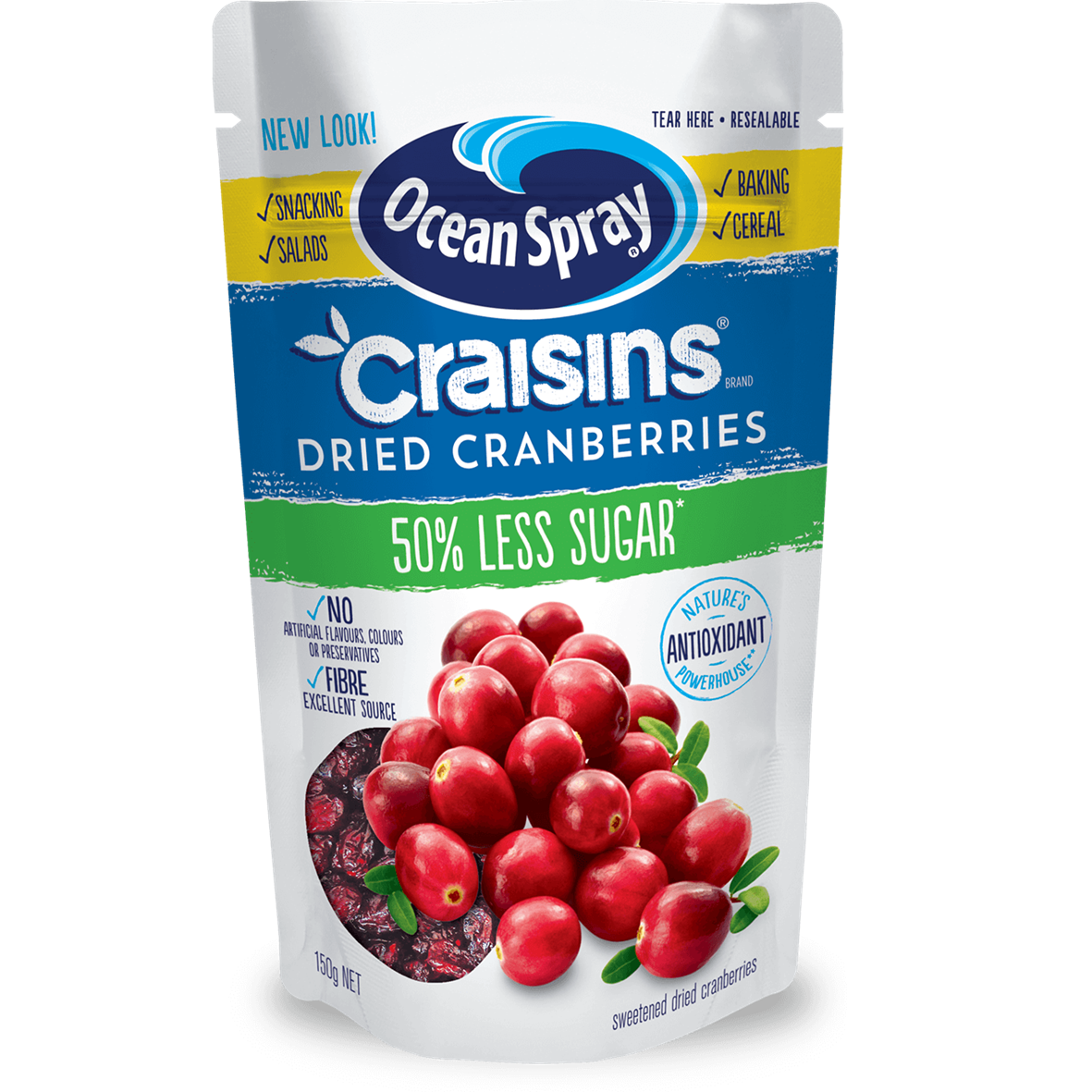 Ocean Spray Craisins Reduced Sugar Dried Cranberries 150g