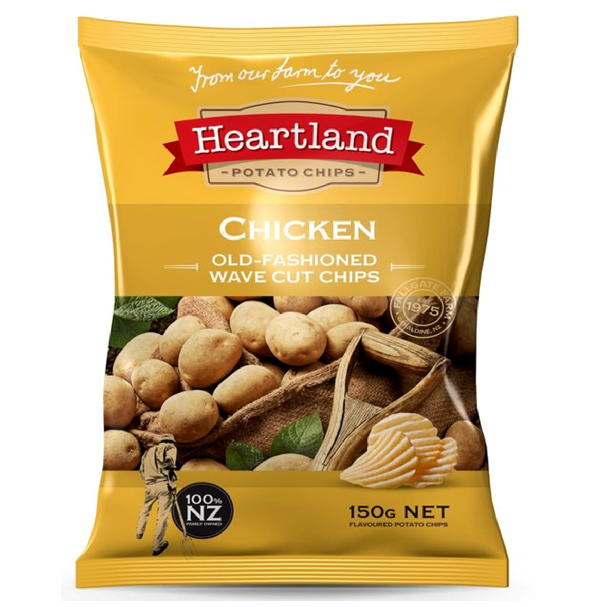 Heartland Chicken Old Fashioned Wave Cut Potato Chips 150g