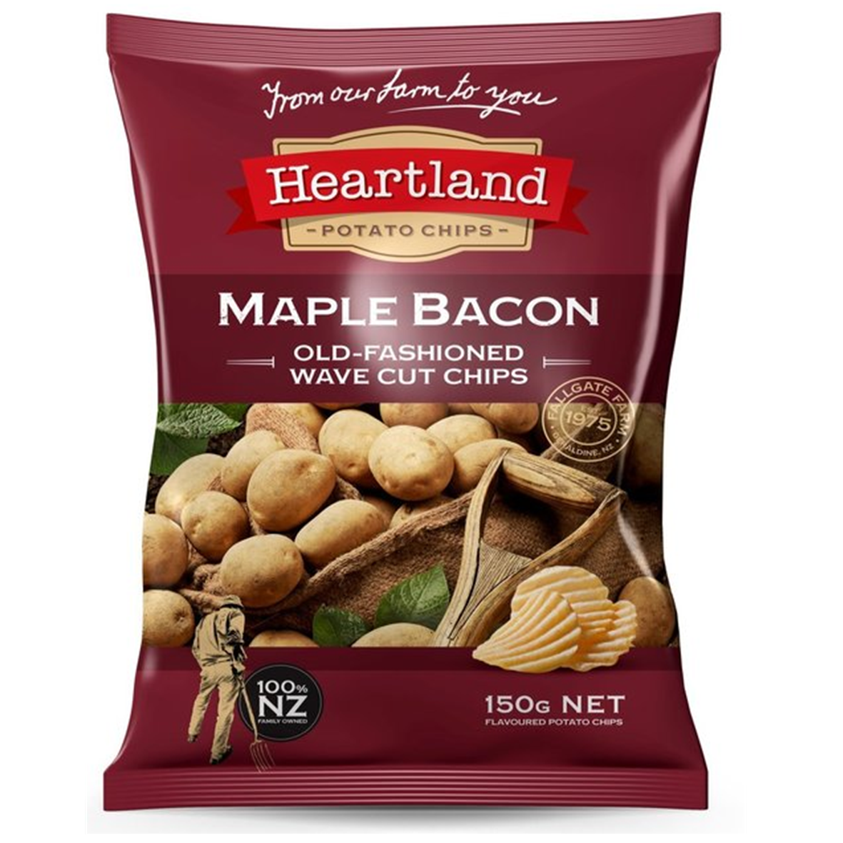 Heartland Maple Bacon Old Fashioned Wave Cut Potato Chips 150g