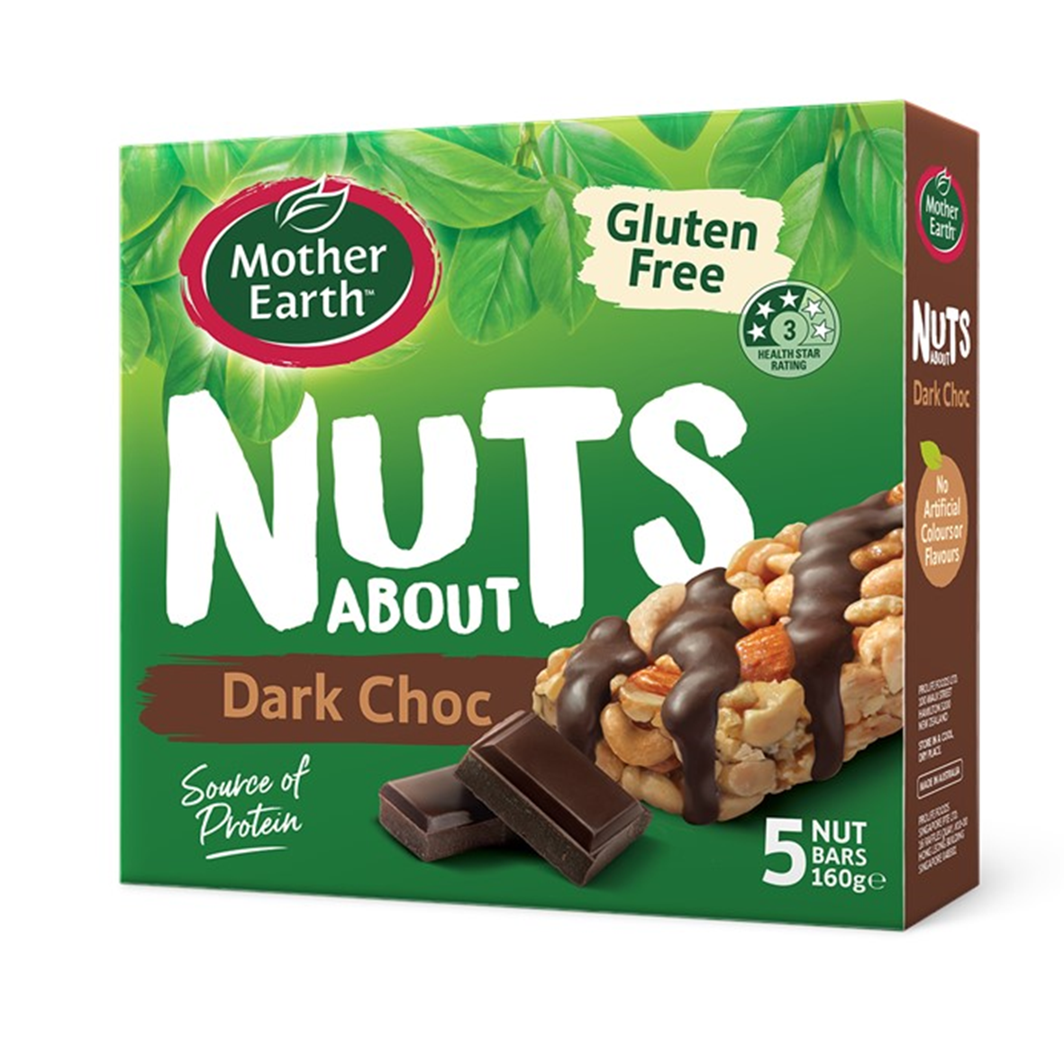 Mother Earth Nuts About Dark Choc 5 Nut Bars 160g