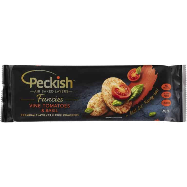 Peckish Fancies Vine Tomatoes & Basil Rice Crackers 90g